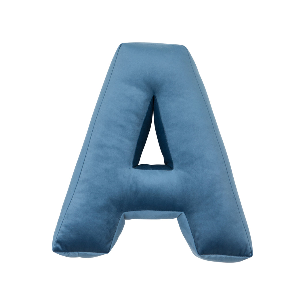 Cuscino Lettera In Velluto Blue