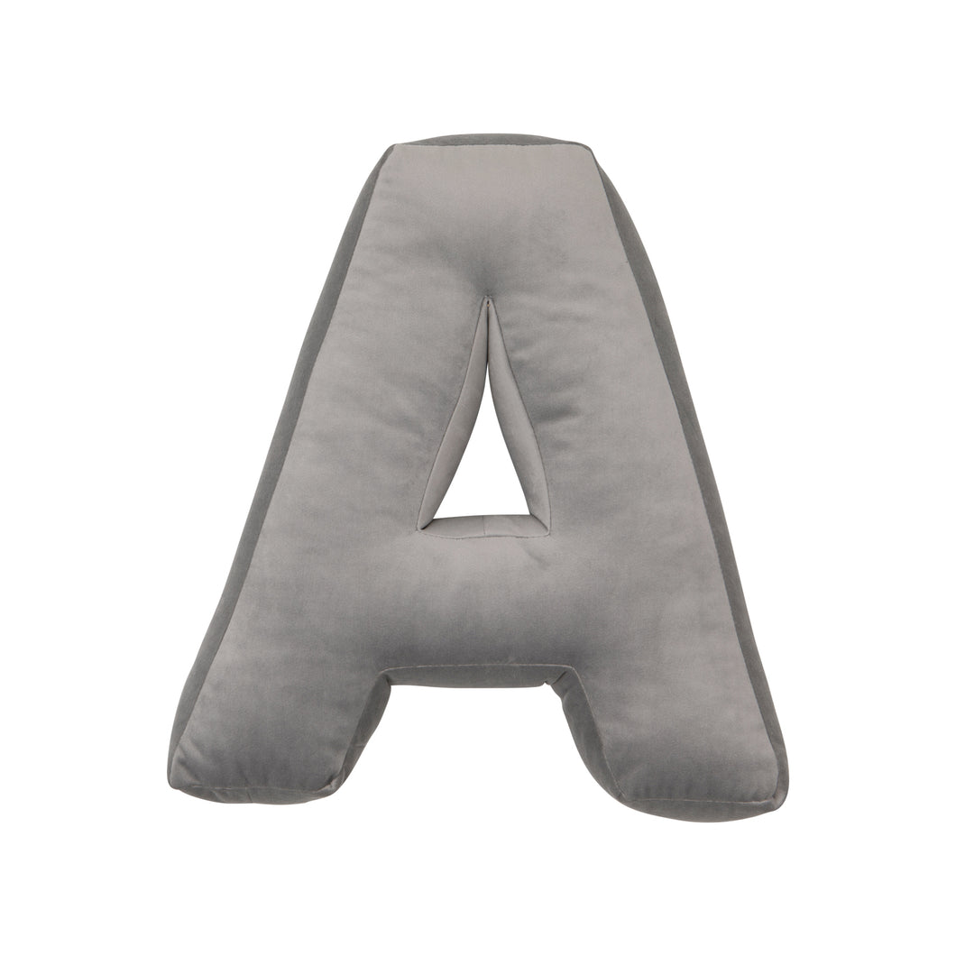 Cuscino Lettera In Velluto Grigio