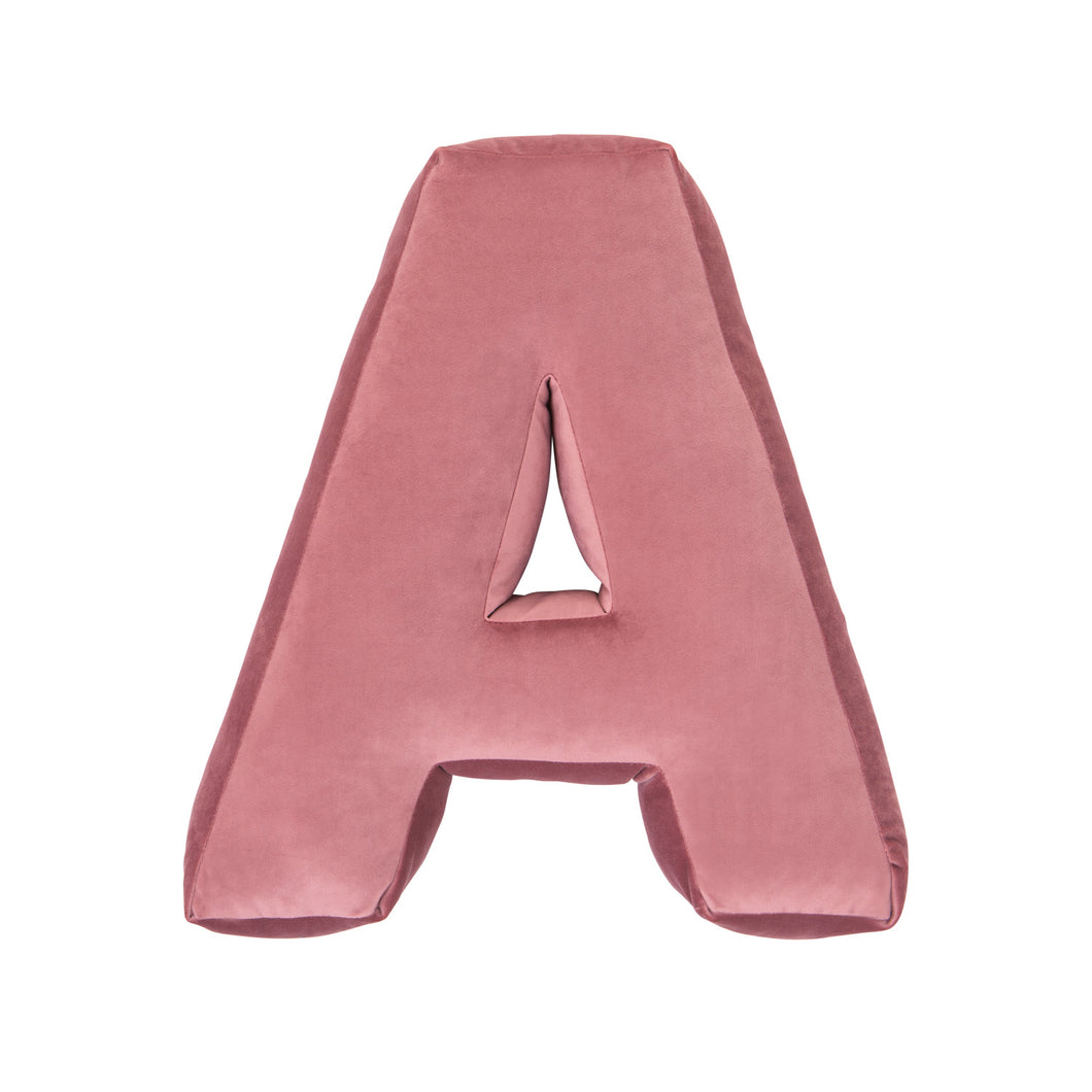 Cuscino Lettera In Velluto Rosa Cipria